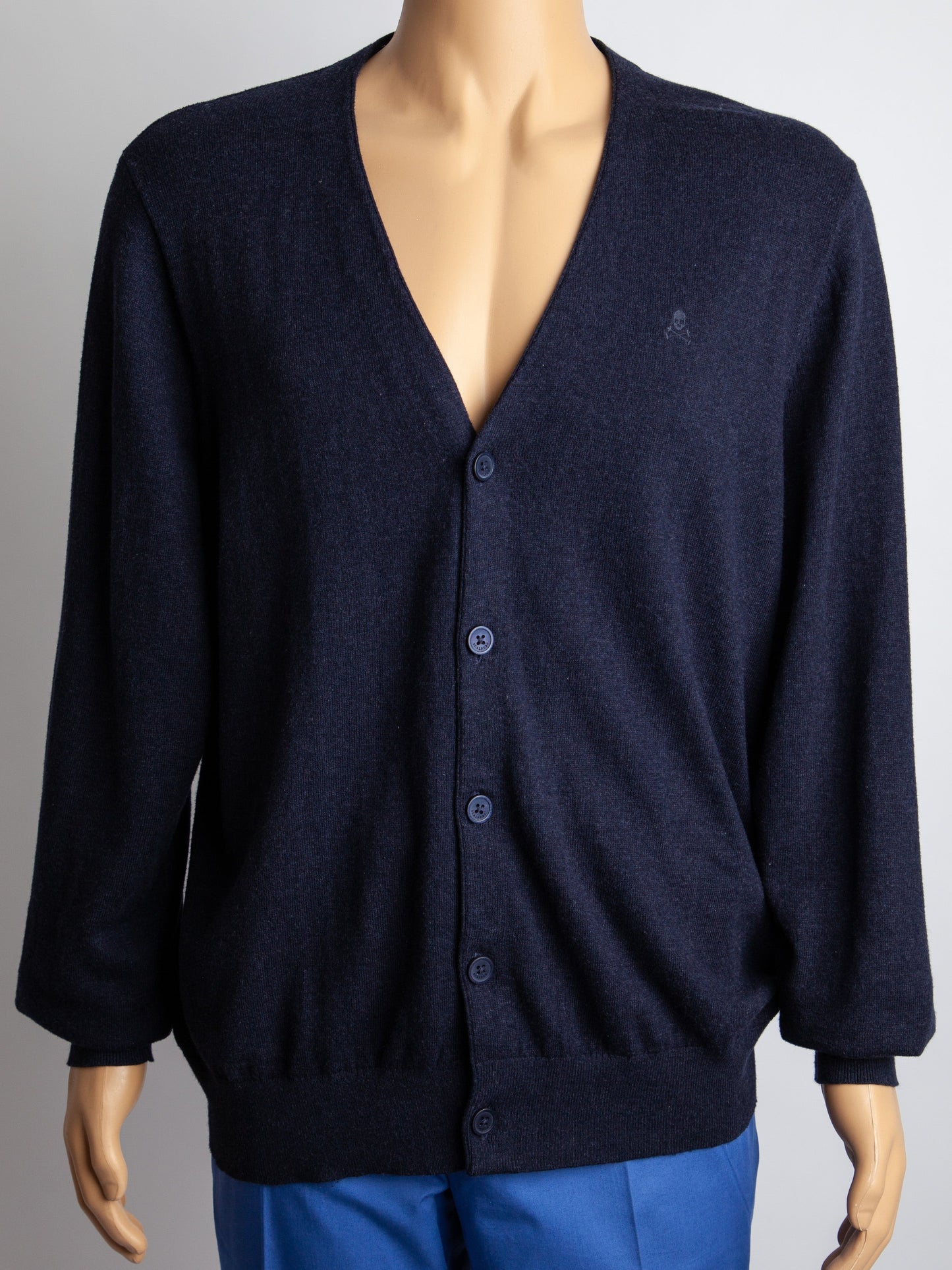 excellent scalpers blue cotton cardigan size l for men