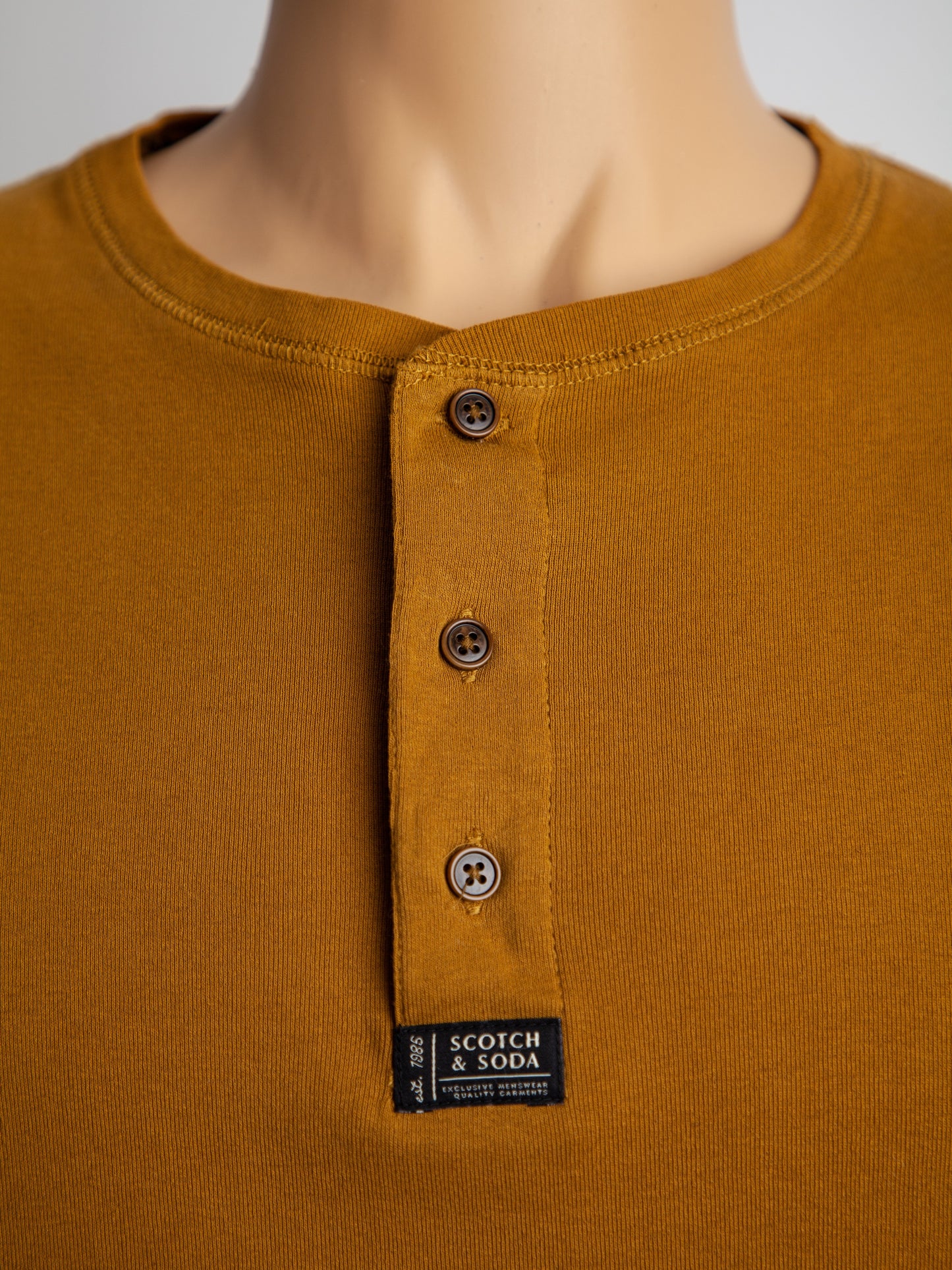 excellent scotch&soda orange long sleeve henley shirt size xxl