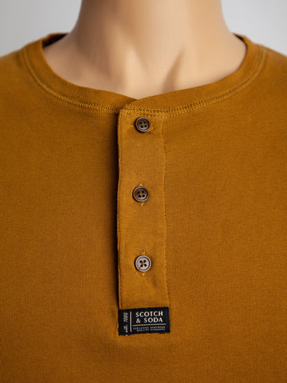 Excellent Scotch&Soda Orange Long Sleeve Henley Shirt Size XXL