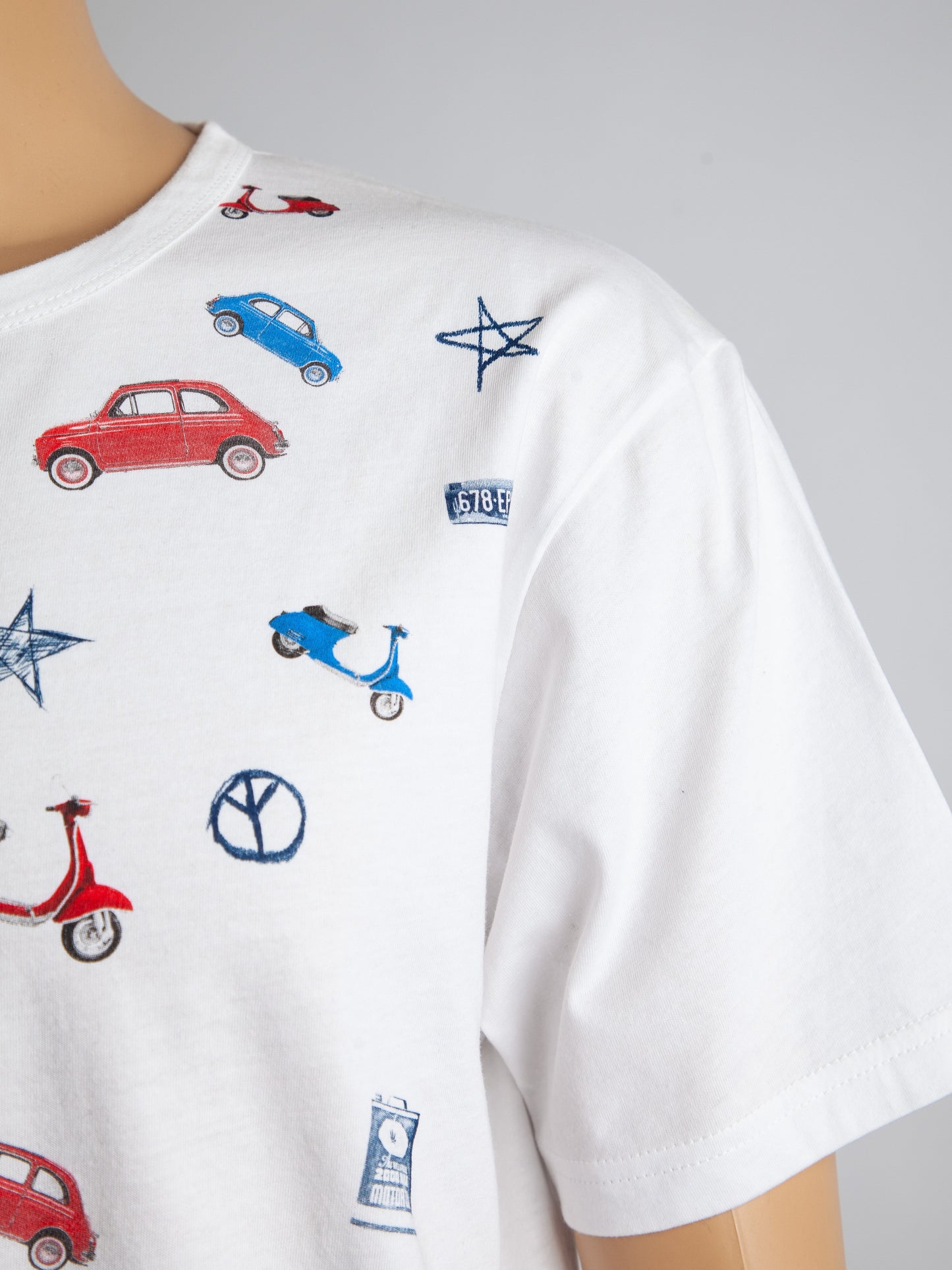 new william men's xxl white cotton t-shirt with colorful pattern