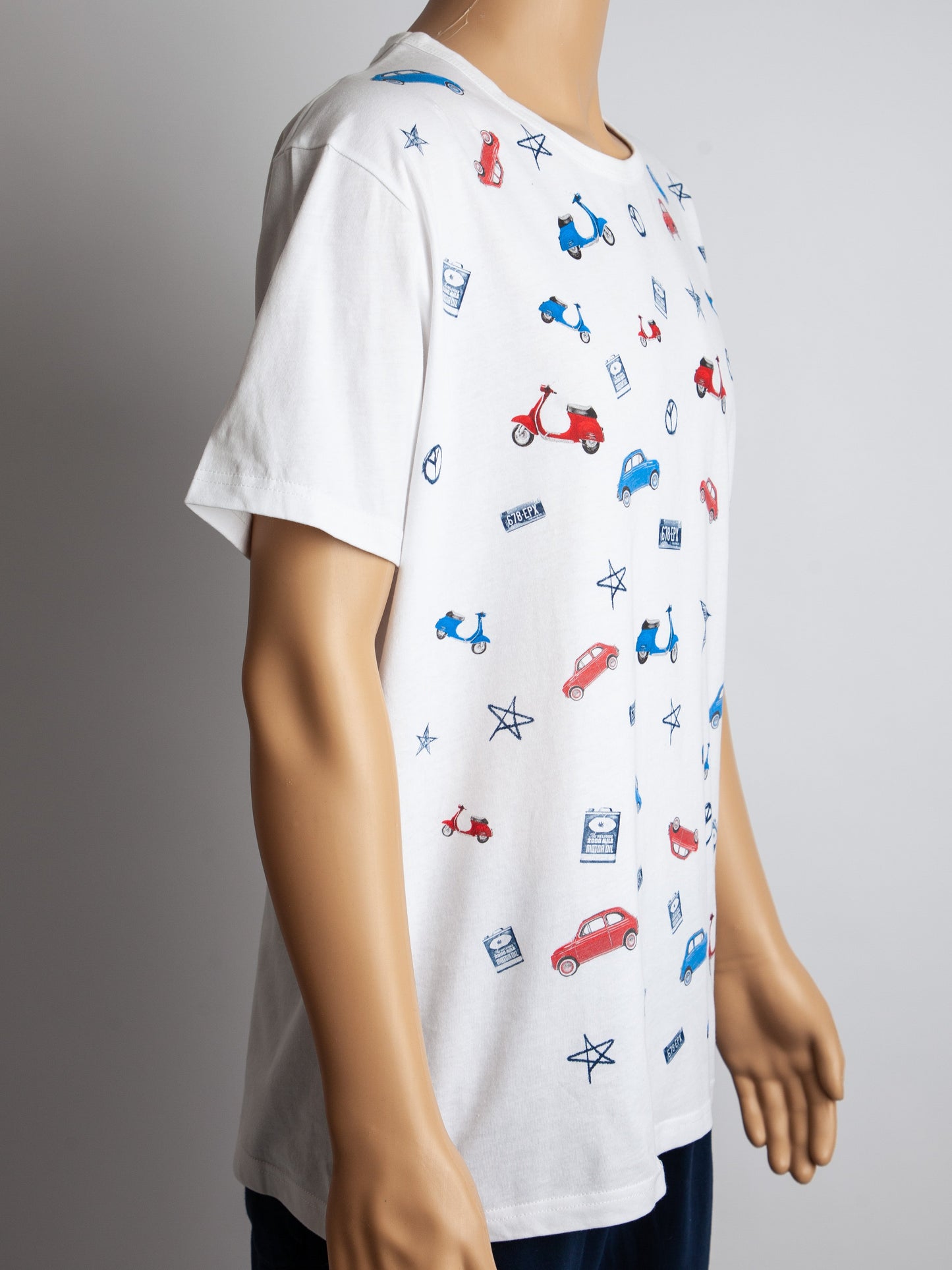 new william men's xxl white cotton t-shirt with colorful pattern