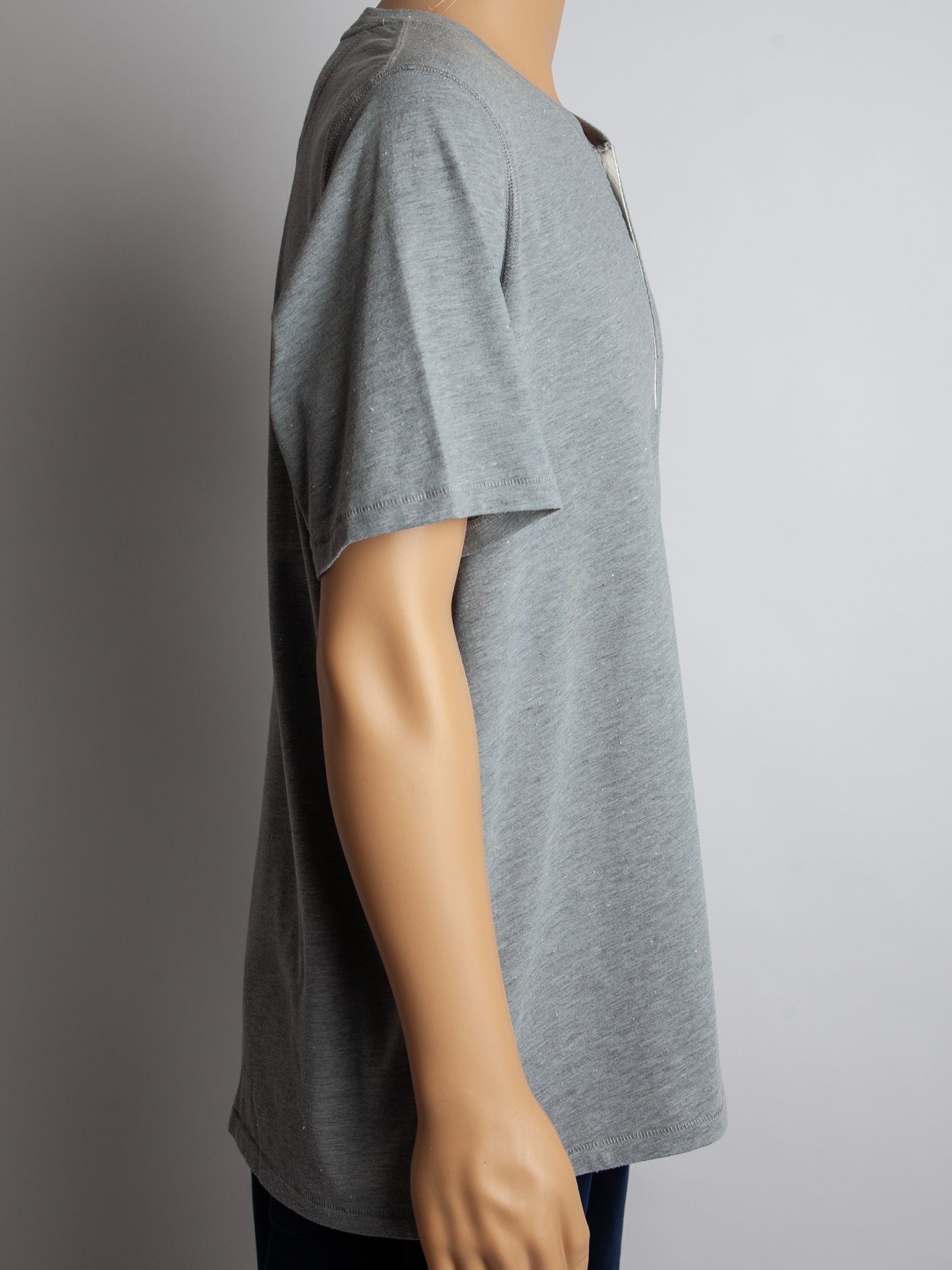 good billy reid gray short-sleeve henley shirt size xl