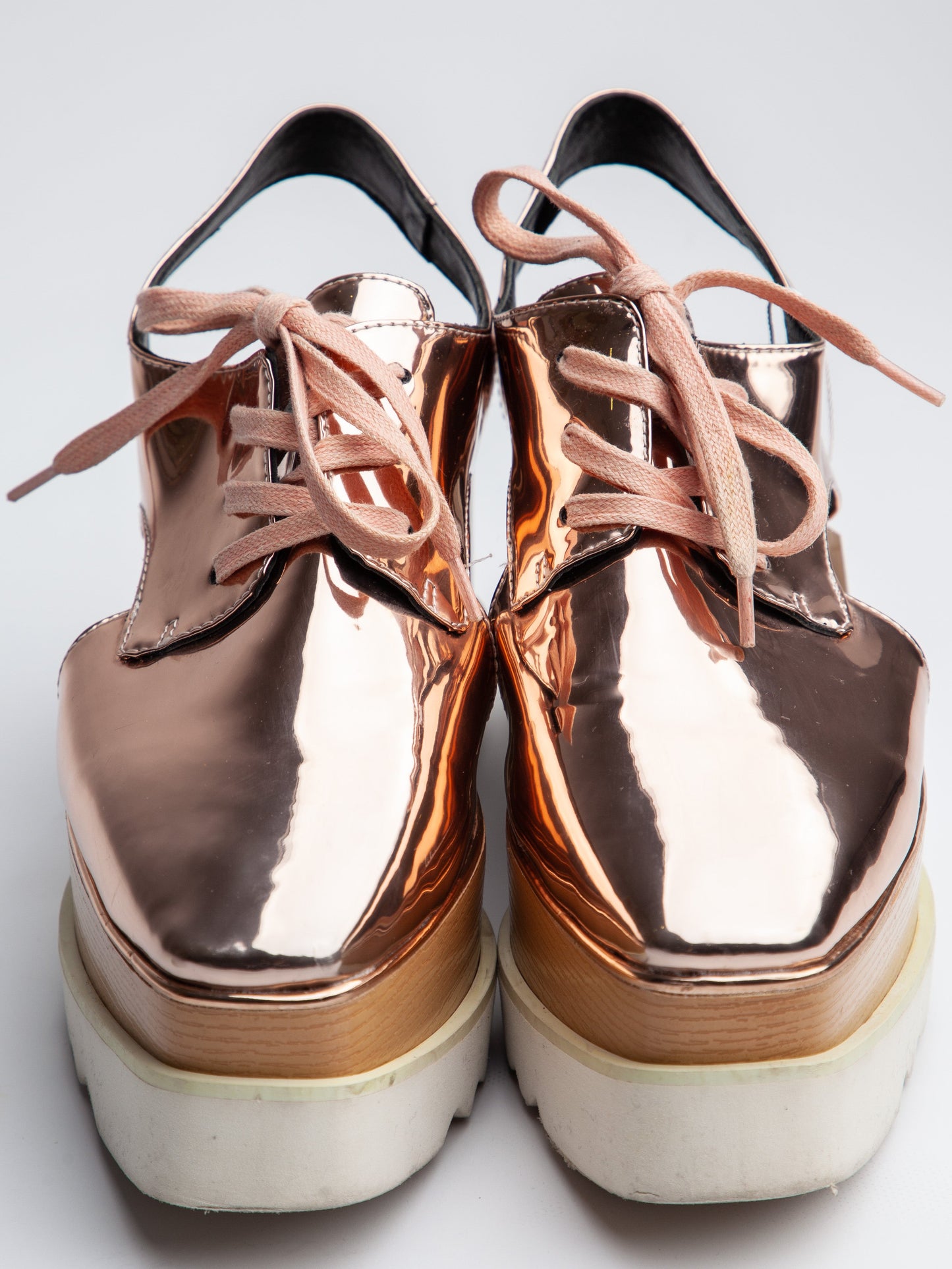 good stella mccartney orange lacquer platform shoes size 40