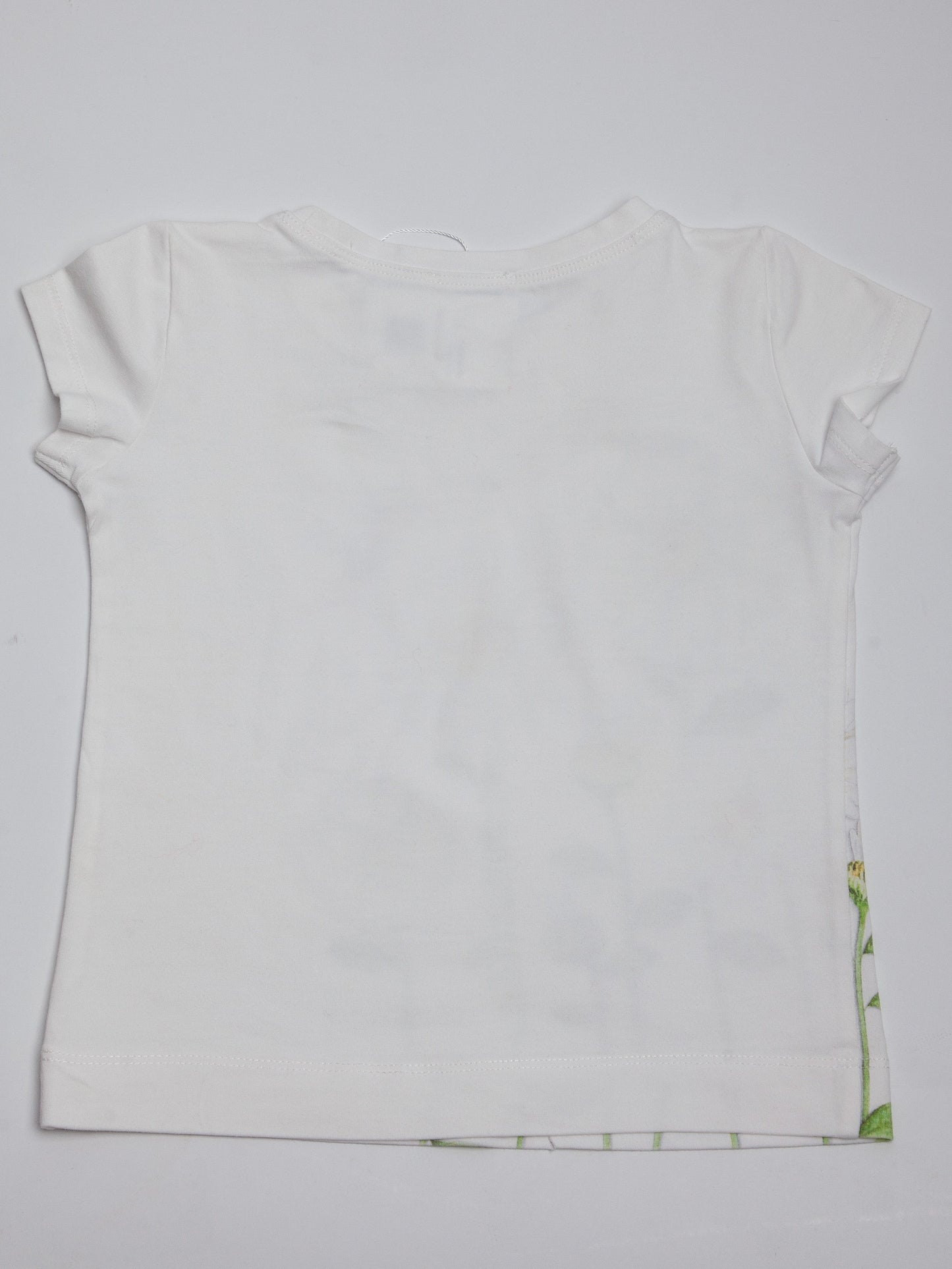 good monnalisa white cotton t-shirt size 4 daisies fairy design