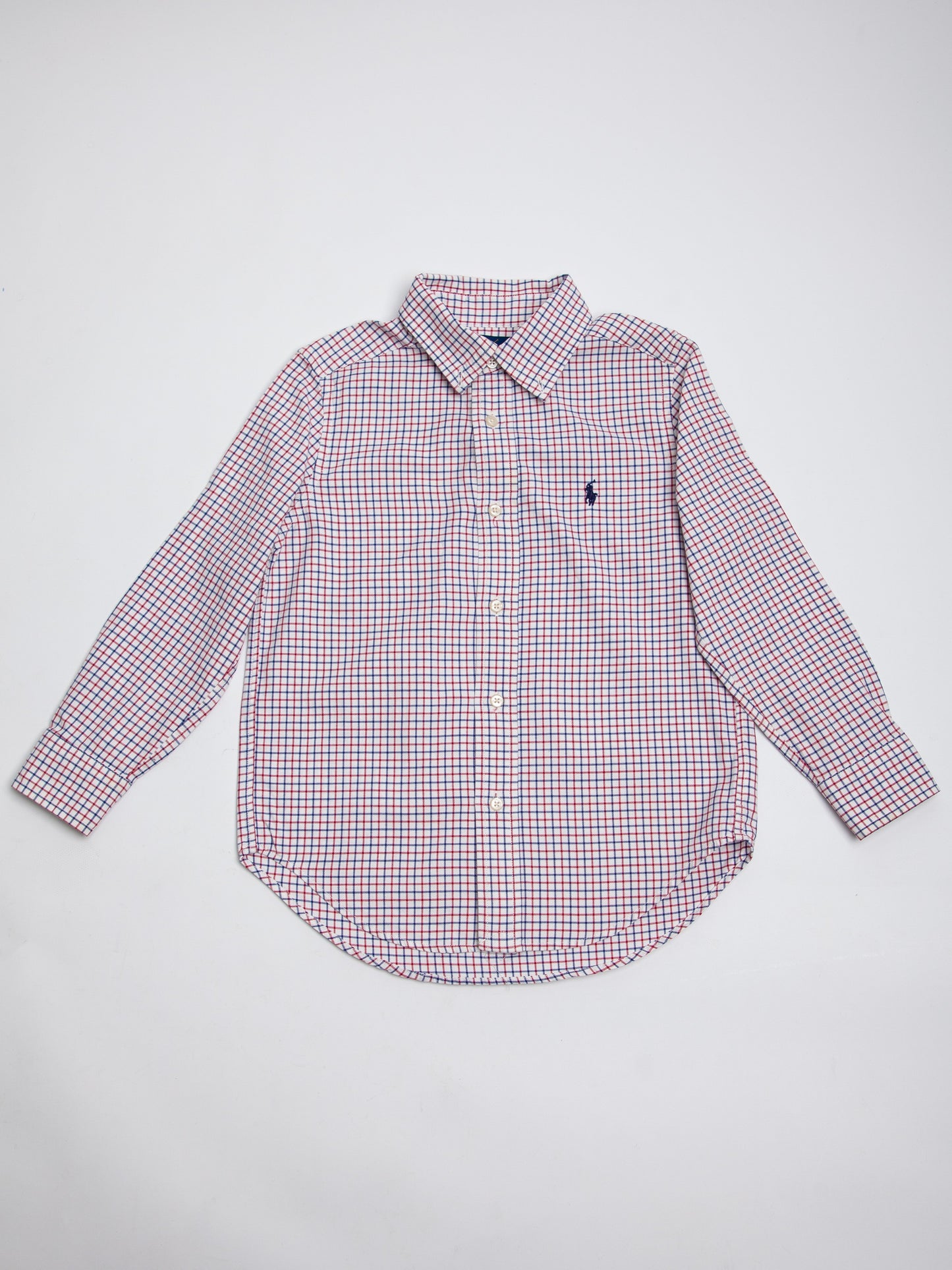 good ralph lauren white cotton checkered shirt for kids size 5