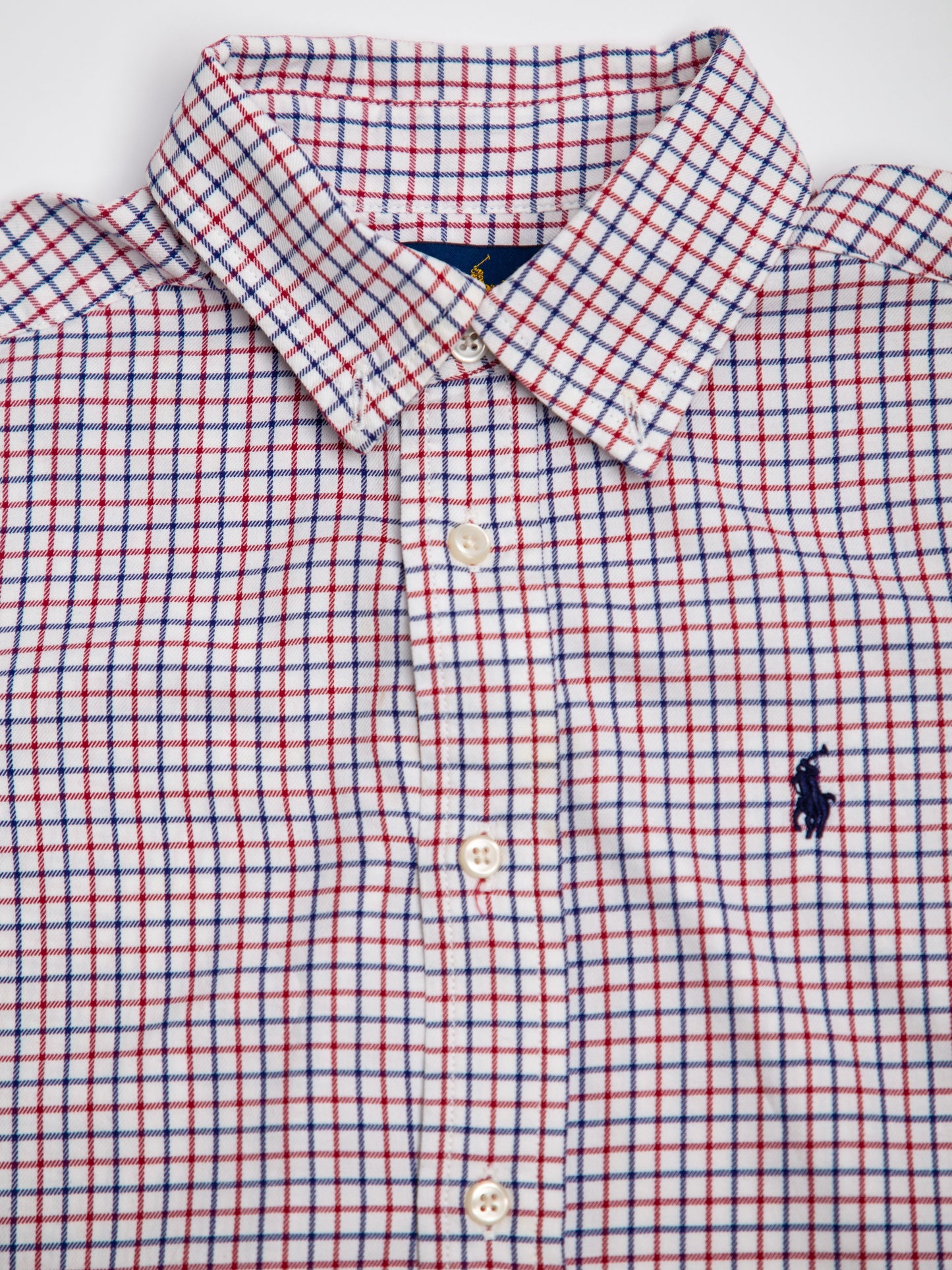 good ralph lauren white cotton checkered shirt for kids size 5