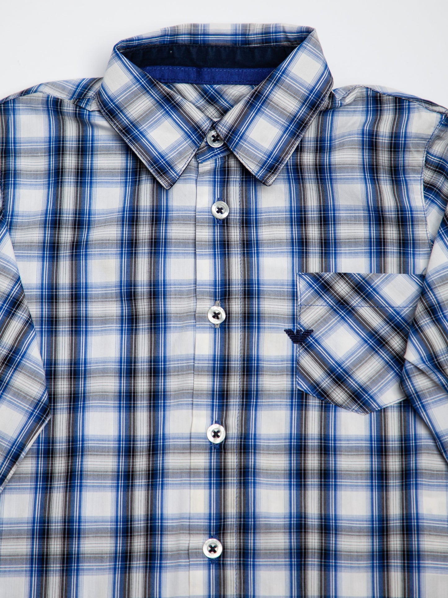 average armani exchange blue cotton plaid shirt for kids size 2