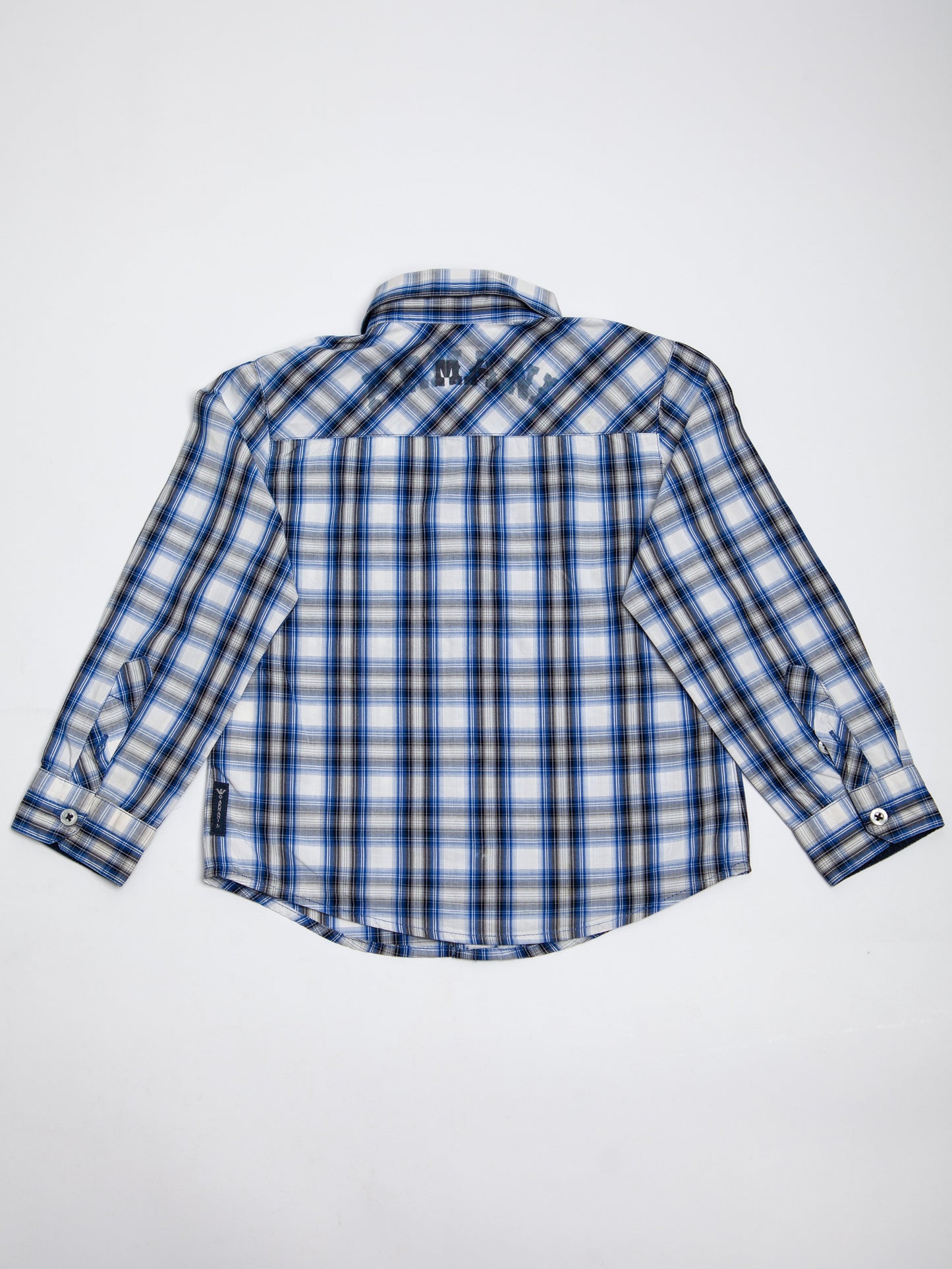 average armani exchange blue cotton plaid shirt for kids size 2