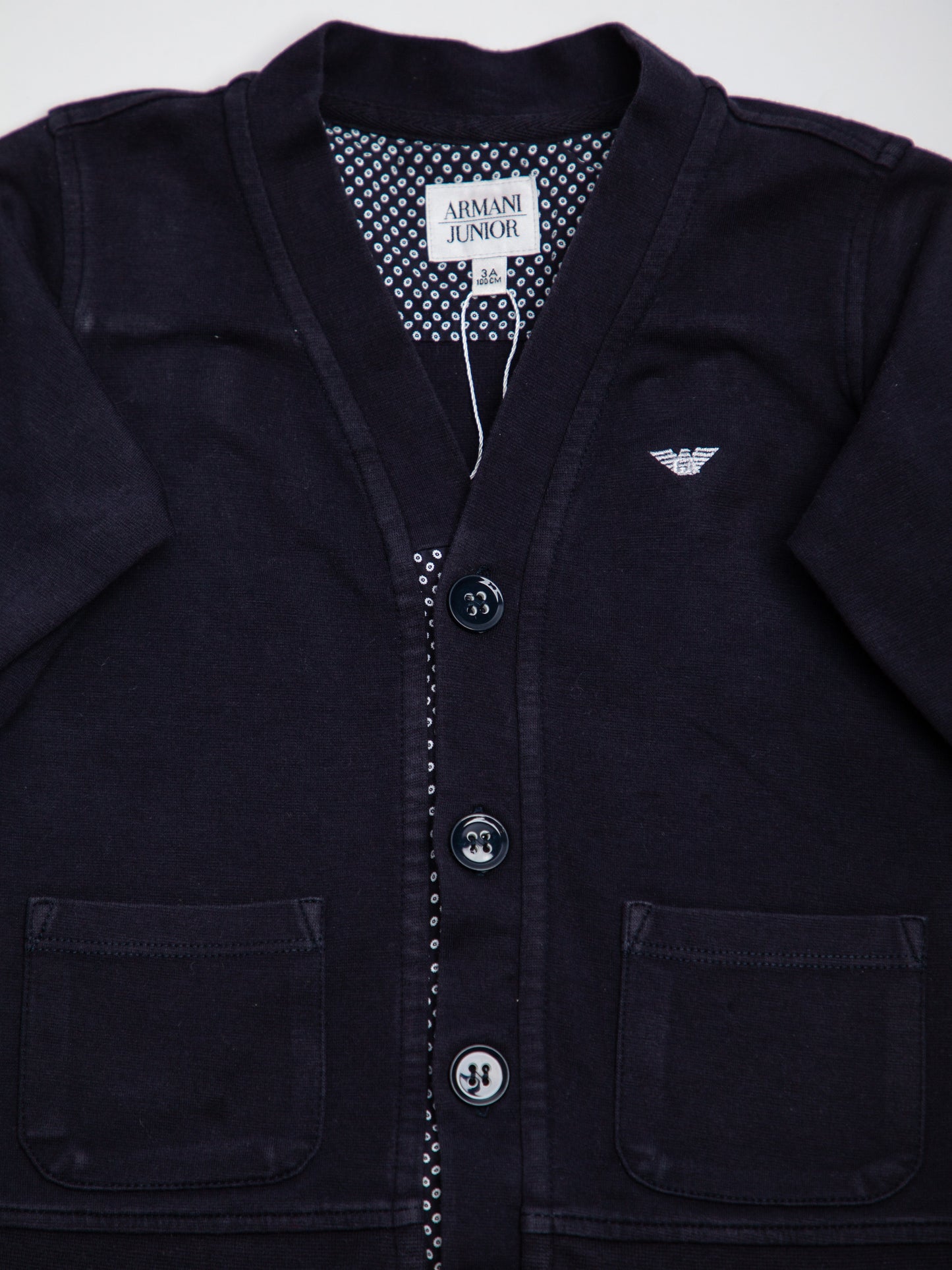 good armani exchange blue cotton cardigan for kids size 3