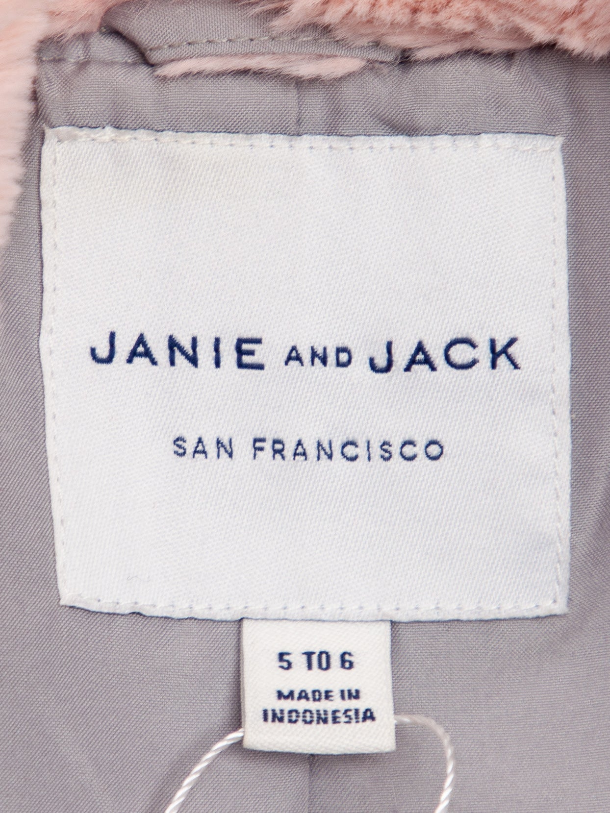 good janie and jack gray coat with pink faux fur collar size 5,5