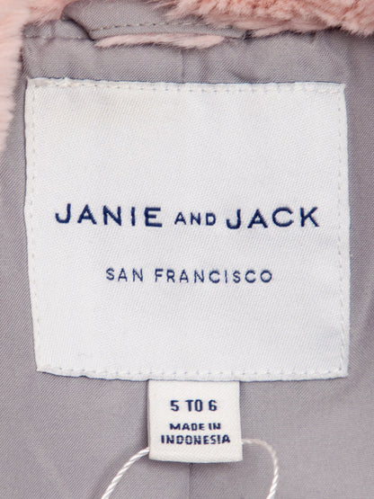 Good Janie and Jack Gray Coat with Pink Faux Fur Collar Size 5,5