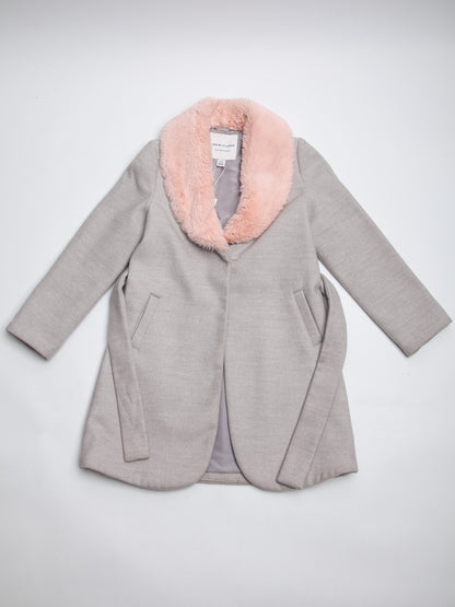 Good Janie and Jack Gray Coat with Pink Faux Fur Collar Size 5,5