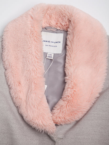 Good Janie and Jack Gray Coat with Pink Faux Fur Collar Size 5,5