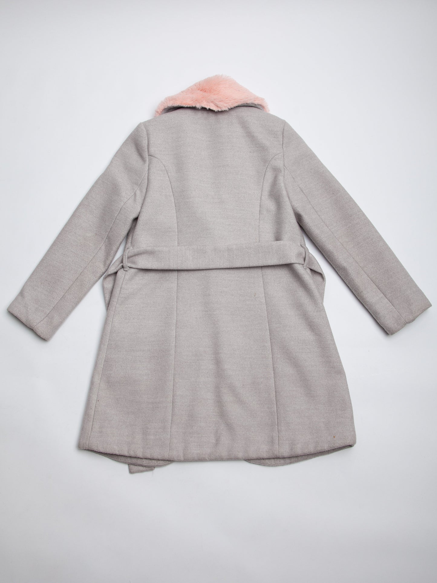 good janie and jack gray coat with pink faux fur collar size 5,5