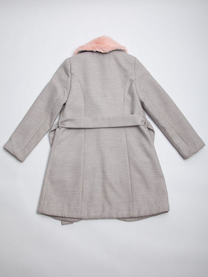 Good Janie and Jack Gray Coat with Pink Faux Fur Collar Size 5,5