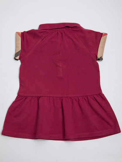 Good Burberry Pink Cotton Dress Size 2 For Kids with Plaid Cuffs