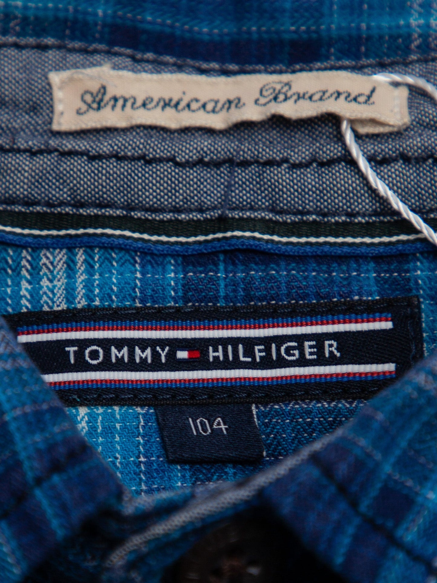 good tommy hilfiger blue cotton long sleeve shirt size 4 for kids