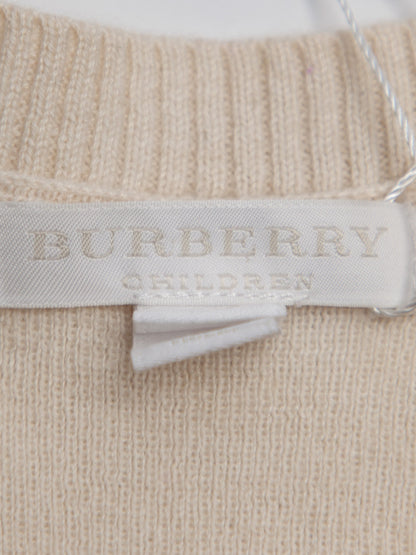 Burberry White Cotton Sweater for Kids with Yellow Stripes