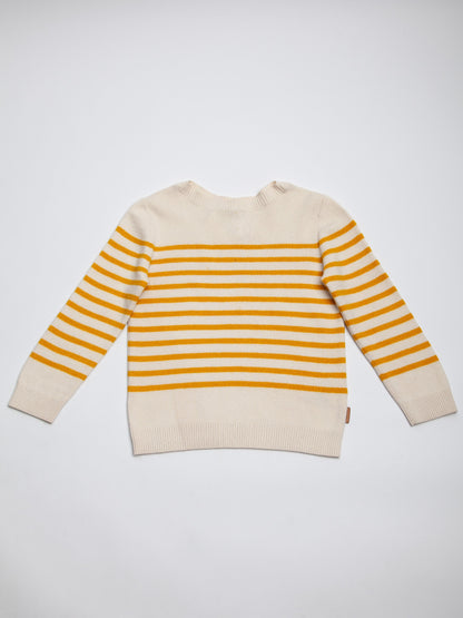 Burberry White Cotton Sweater for Kids with Yellow Stripes
