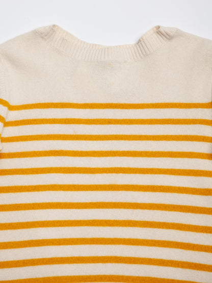 Burberry White Cotton Sweater for Kids with Yellow Stripes