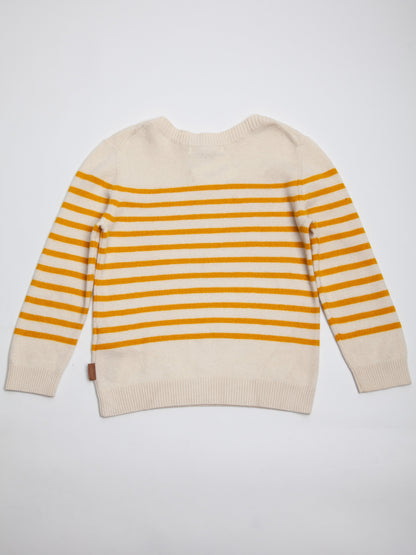 Burberry White Cotton Sweater for Kids with Yellow Stripes