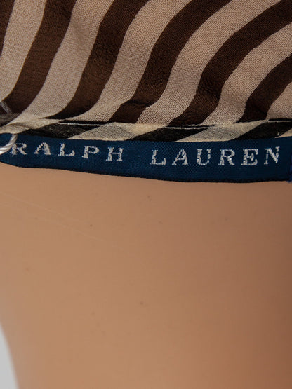 Excellent Ralph Lauren Striped Silk Dress M V-Neck Sleeveless