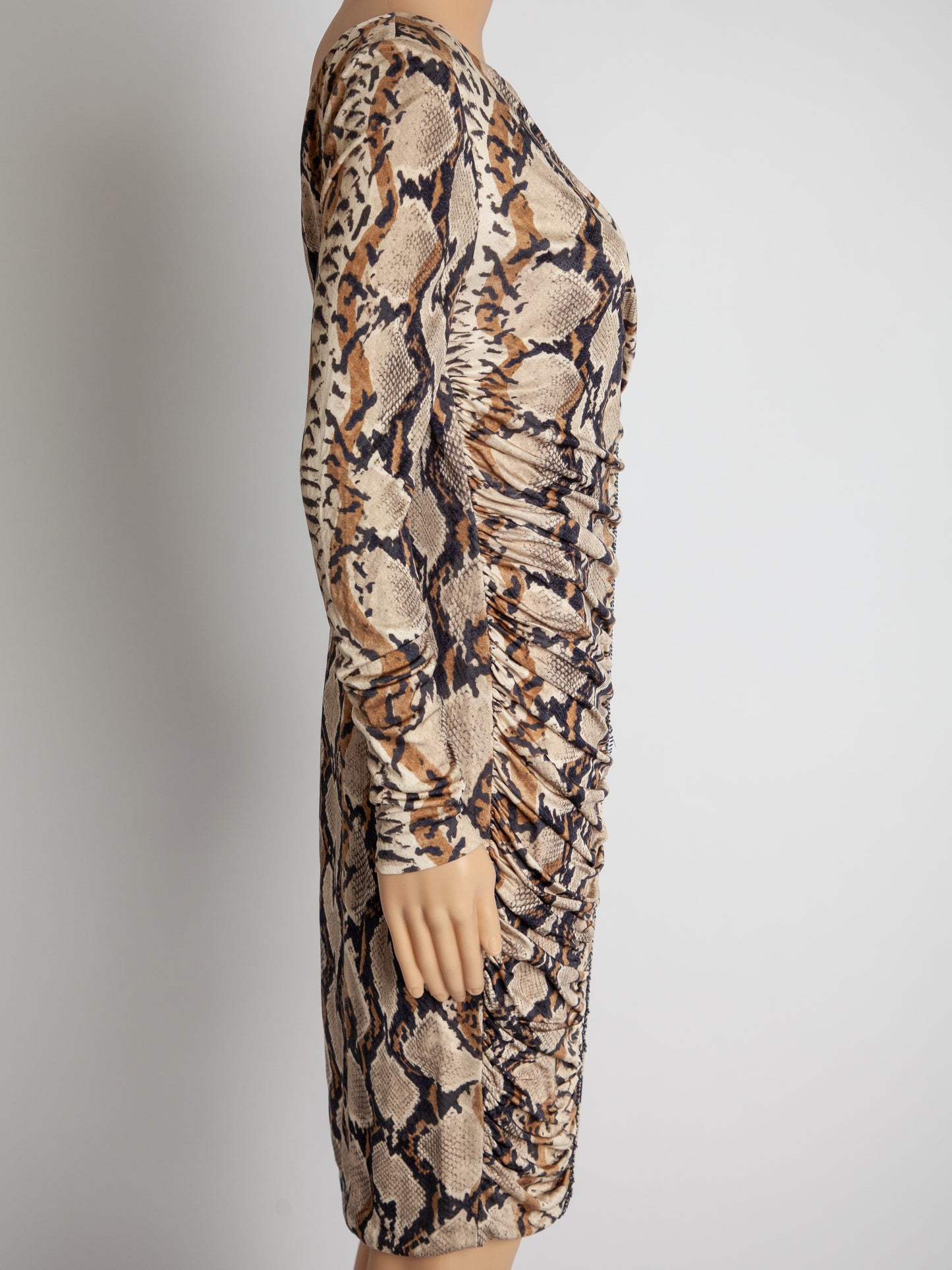 excellent blumarine long-sleeve silk dress size l snake print