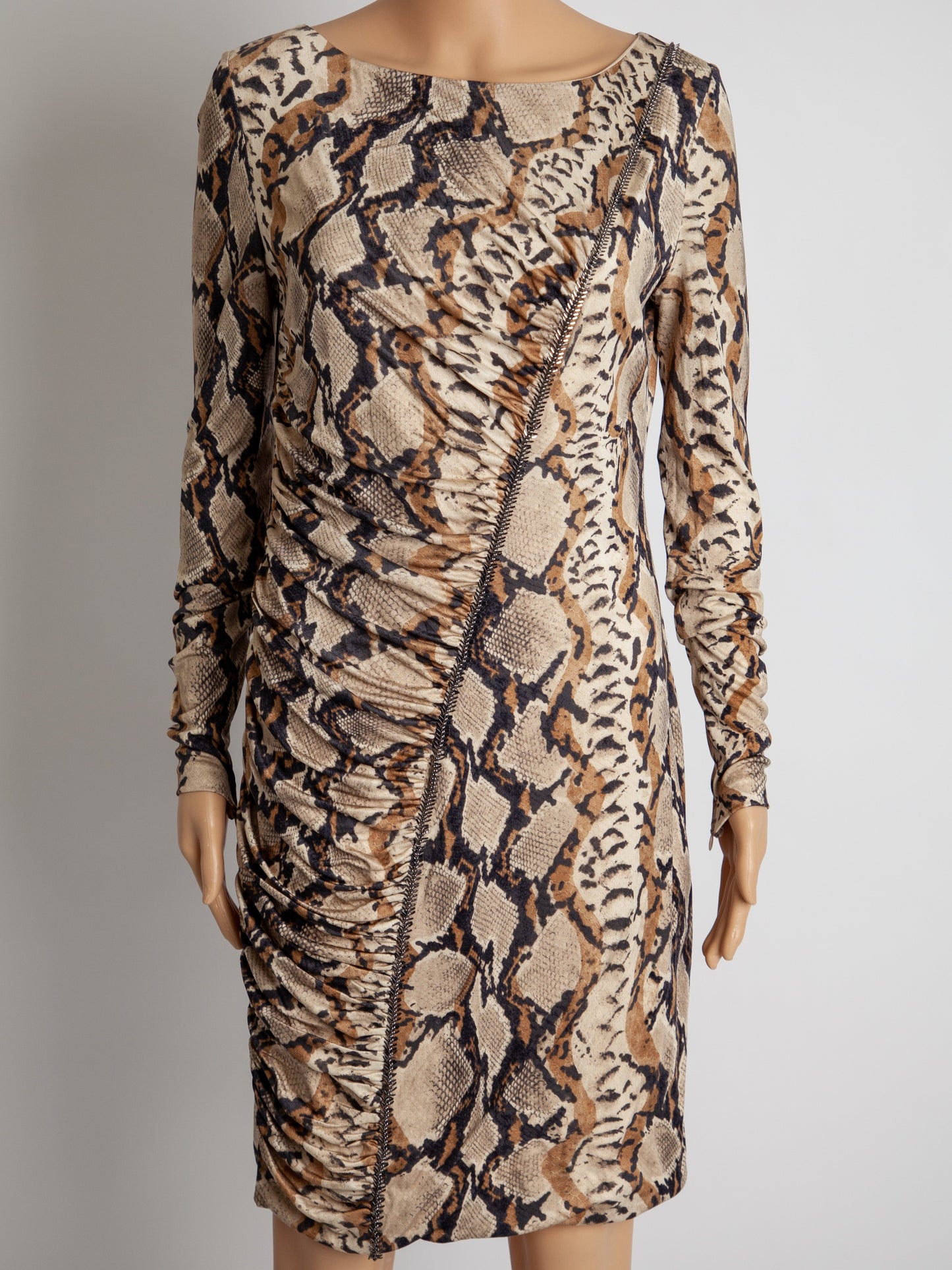 excellent blumarine long-sleeve silk dress size l snake print