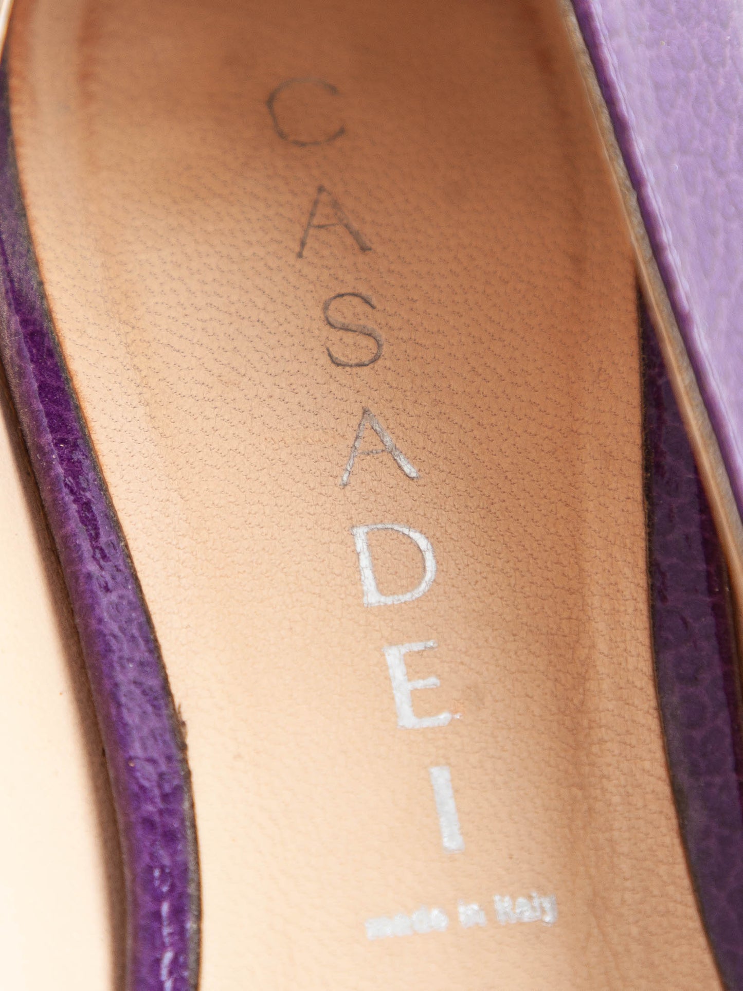 average casadei purple lacquer flats size 35.5 with metal buckle