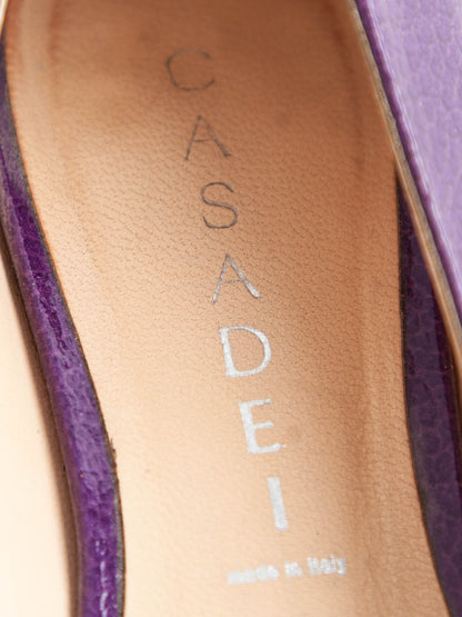 Average Casadei Purple Lacquer Flats Size 35.5 with Metal Buckle