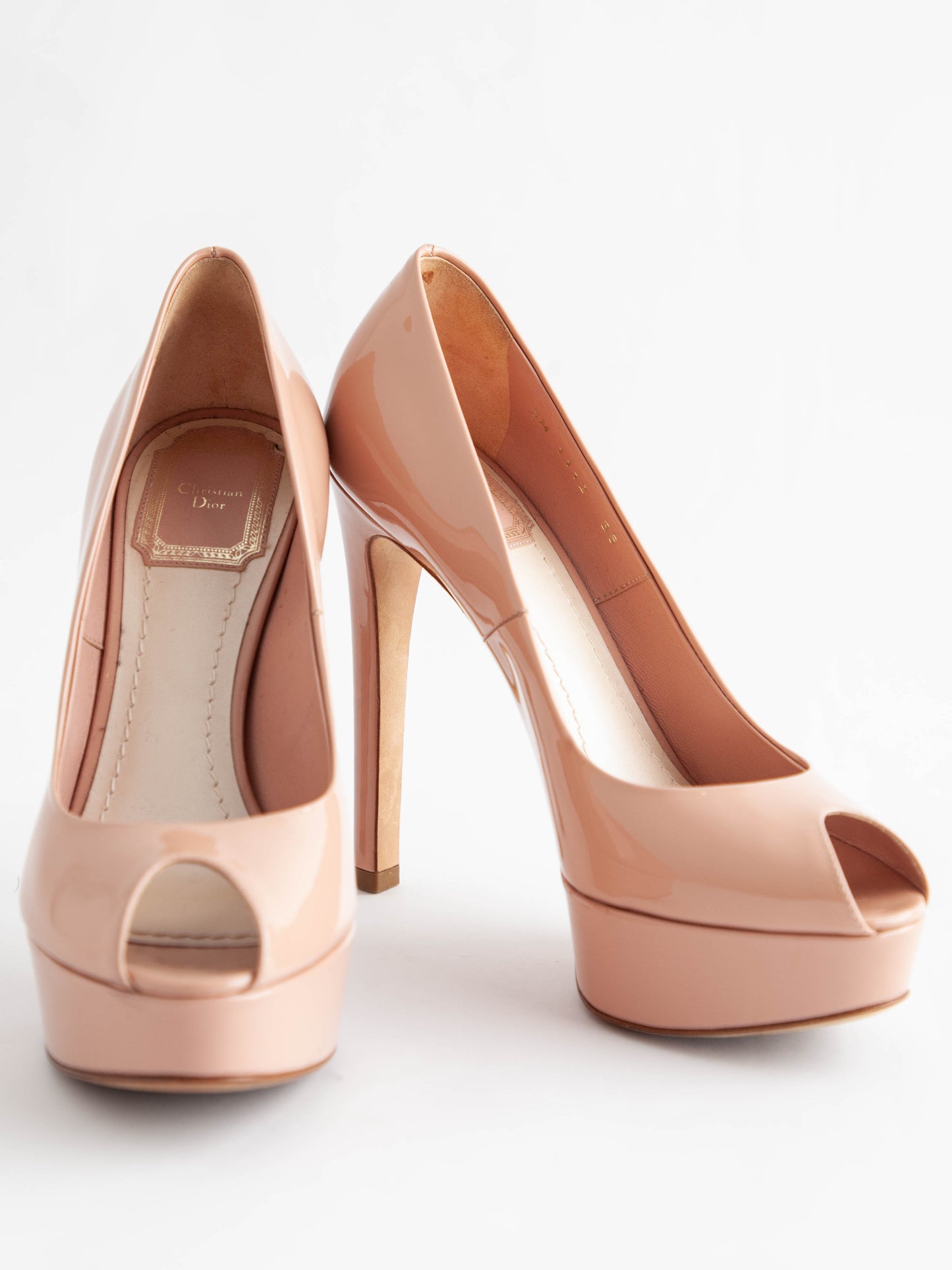 average casadei black leather high-heeled peep-toe pumps size 38.5