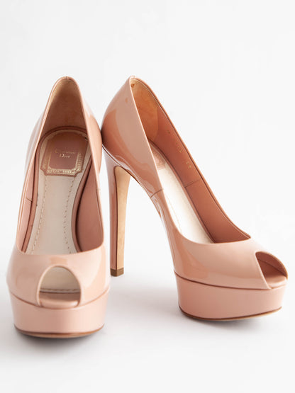 Average Casadei Black Leather High-Heeled Peep-Toe Pumps Size 38.5