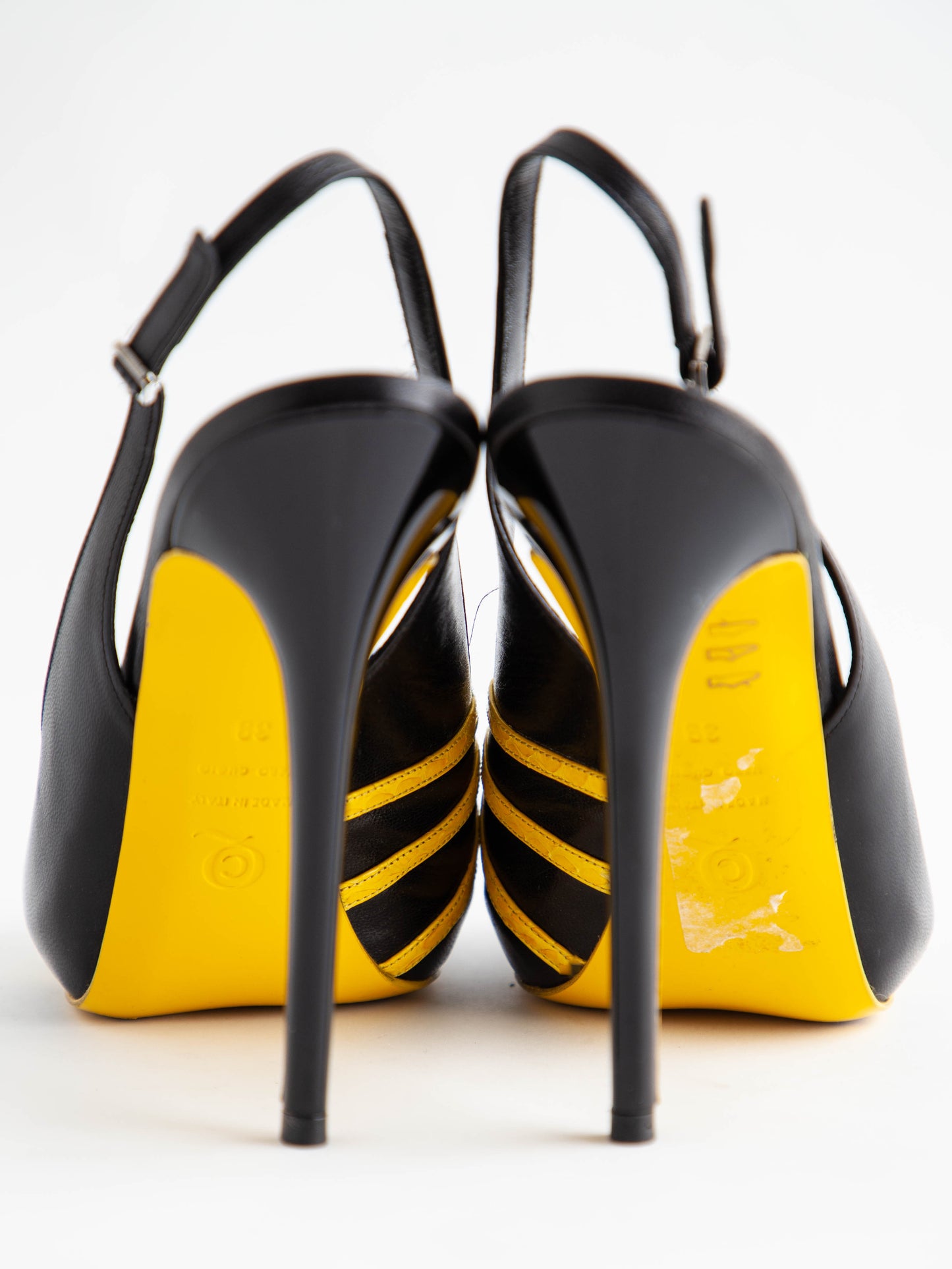 good alexander mcqueen combined leather slingback high-heeled sandals size 39