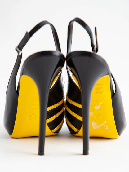Good Alexander McQueen Combined Leather Slingback High-Heeled Sandals Size 39