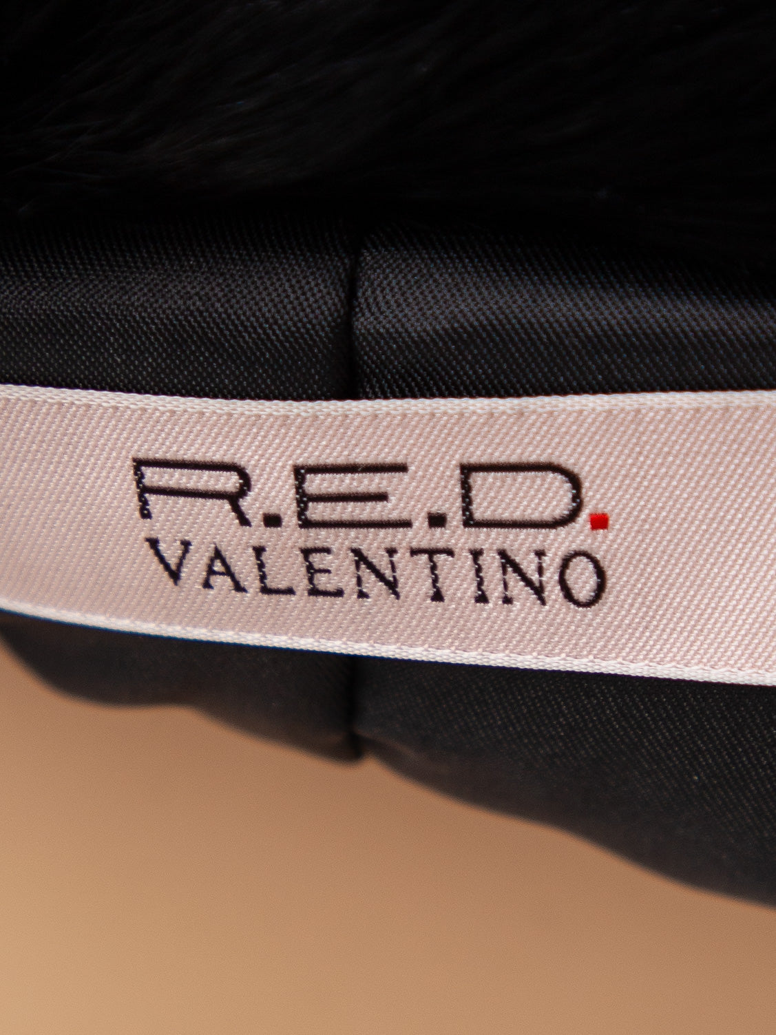 good red valentino black fur jacket size m with bow tie details