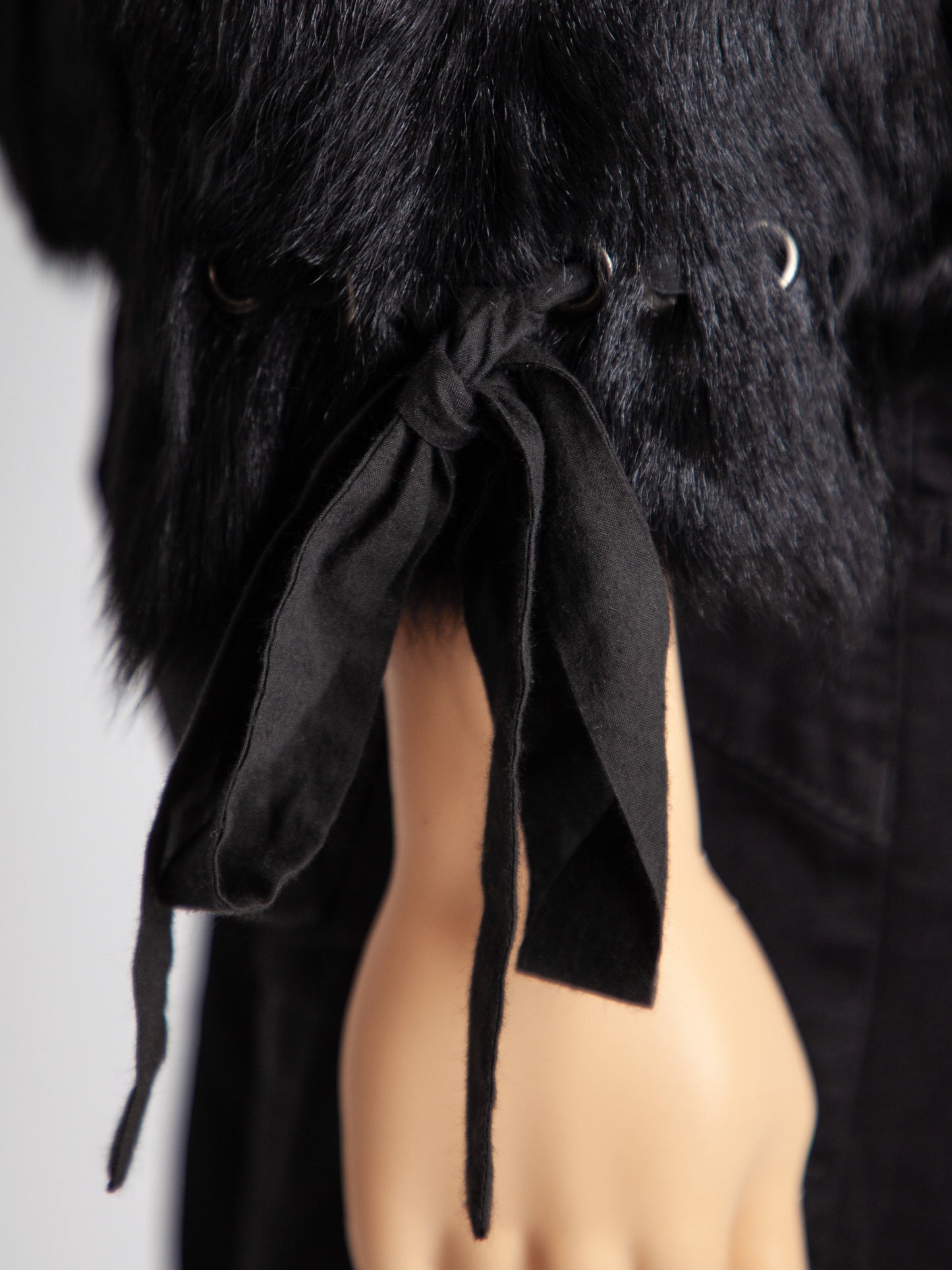 good red valentino black fur jacket size m with bow tie details