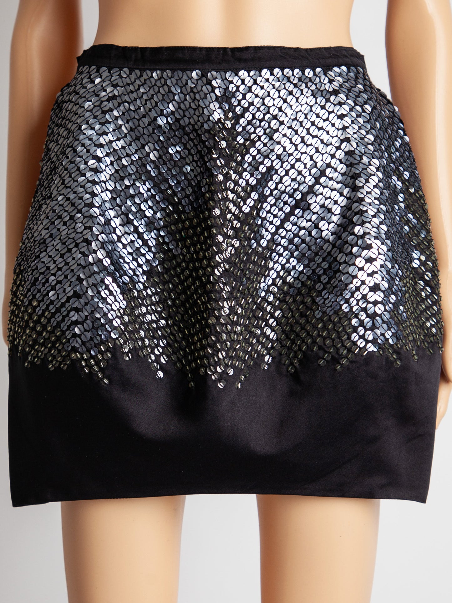 good pinko black sequined skirt silk blend women's size m