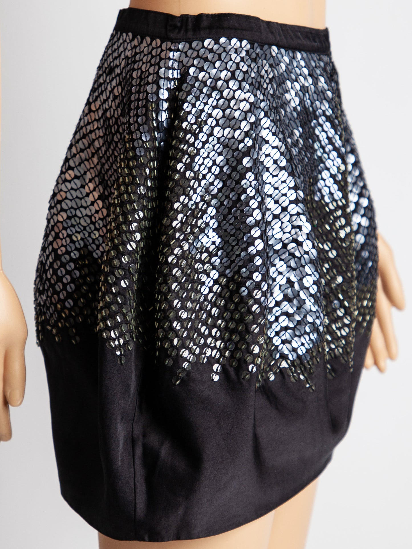good pinko black sequined skirt silk blend women's size m