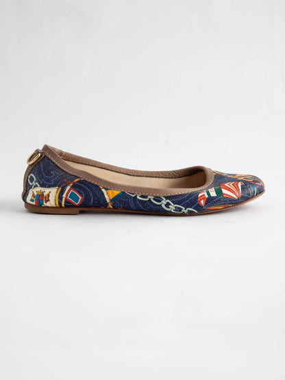 Average Etro Nautical Print Ballet Flats Fabric Size 36.5