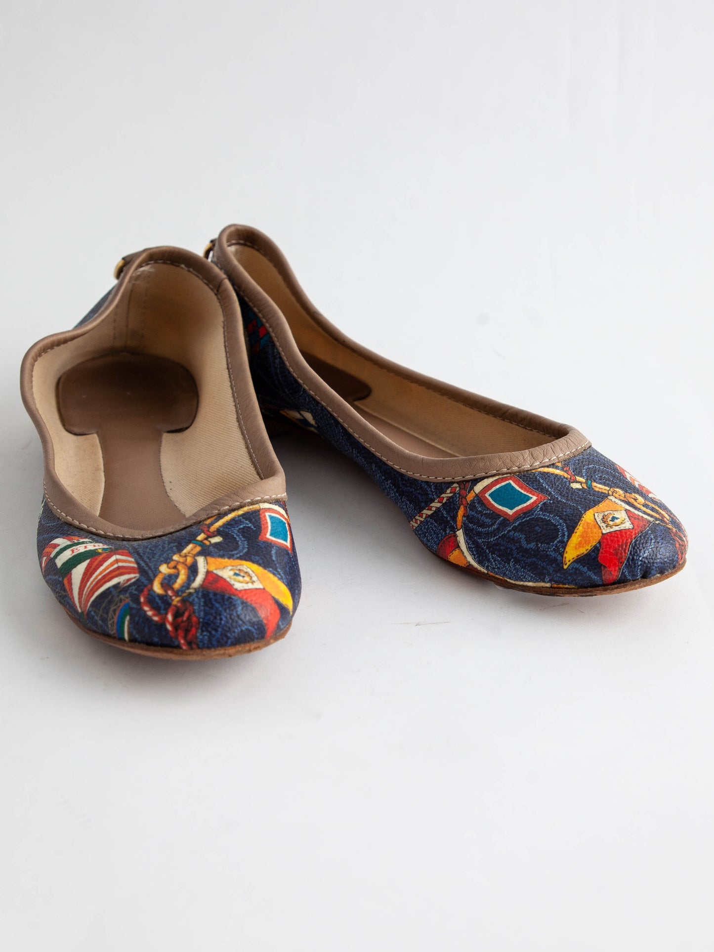 average etro nautical print ballet flats fabric size 36.5