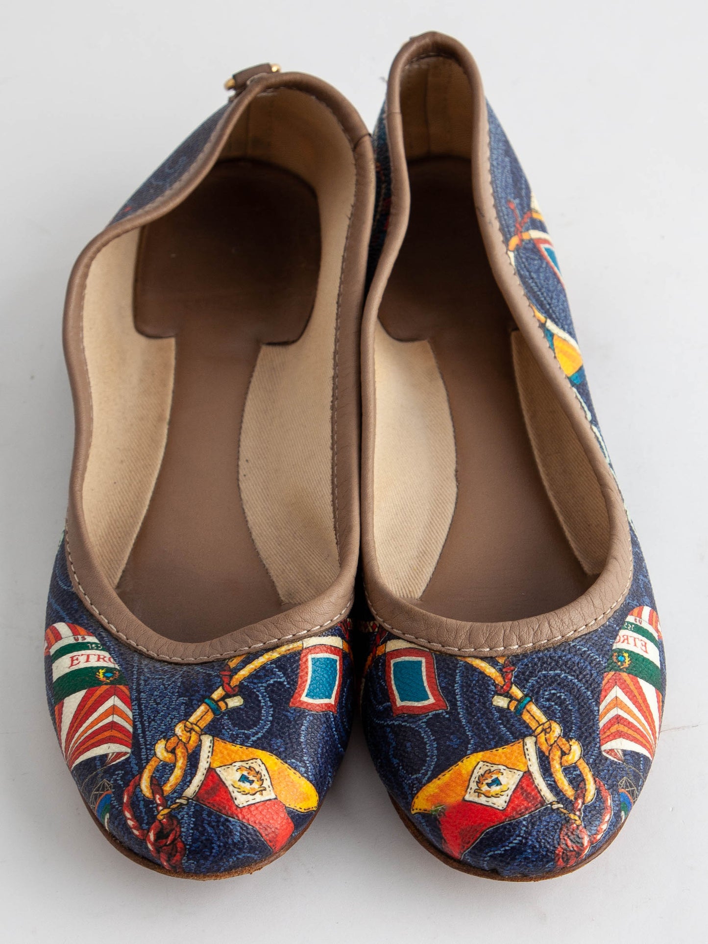 average etro nautical print ballet flats fabric size 36.5