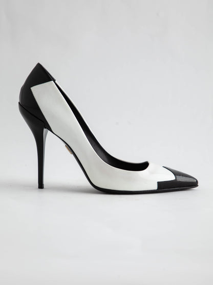Good Roger Vivier High-Heeled Shoes White Black Cap Size 37