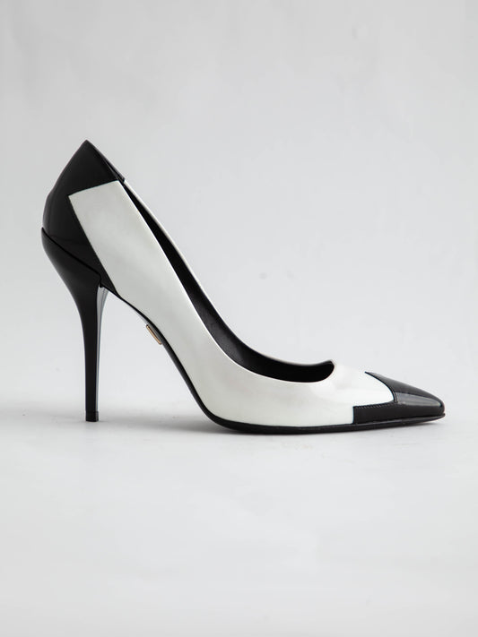 Good Roger Vivier High-Heeled Shoes White Black Cap Size 37