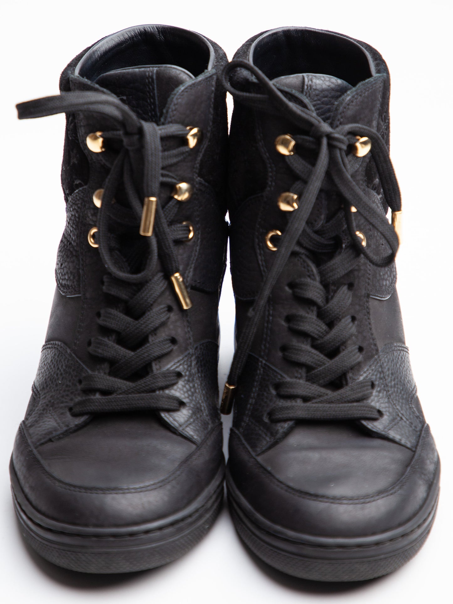 good louis vuitton black leather high-top sneakers size 35