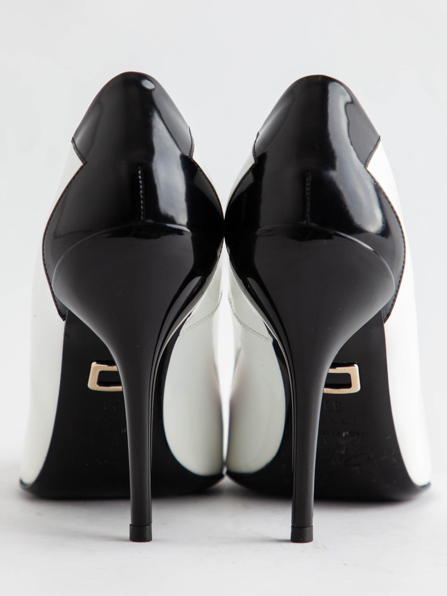 good roger vivier high-heeled shoes white black cap size 37