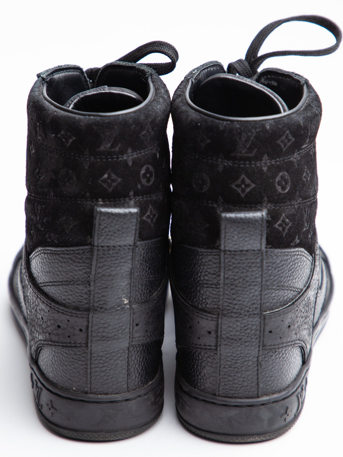 good louis vuitton black leather high-top sneakers size 35