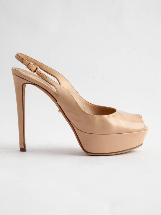 Average Sergio Rossi White Leather High-Heeled Platform Shoes Size 36