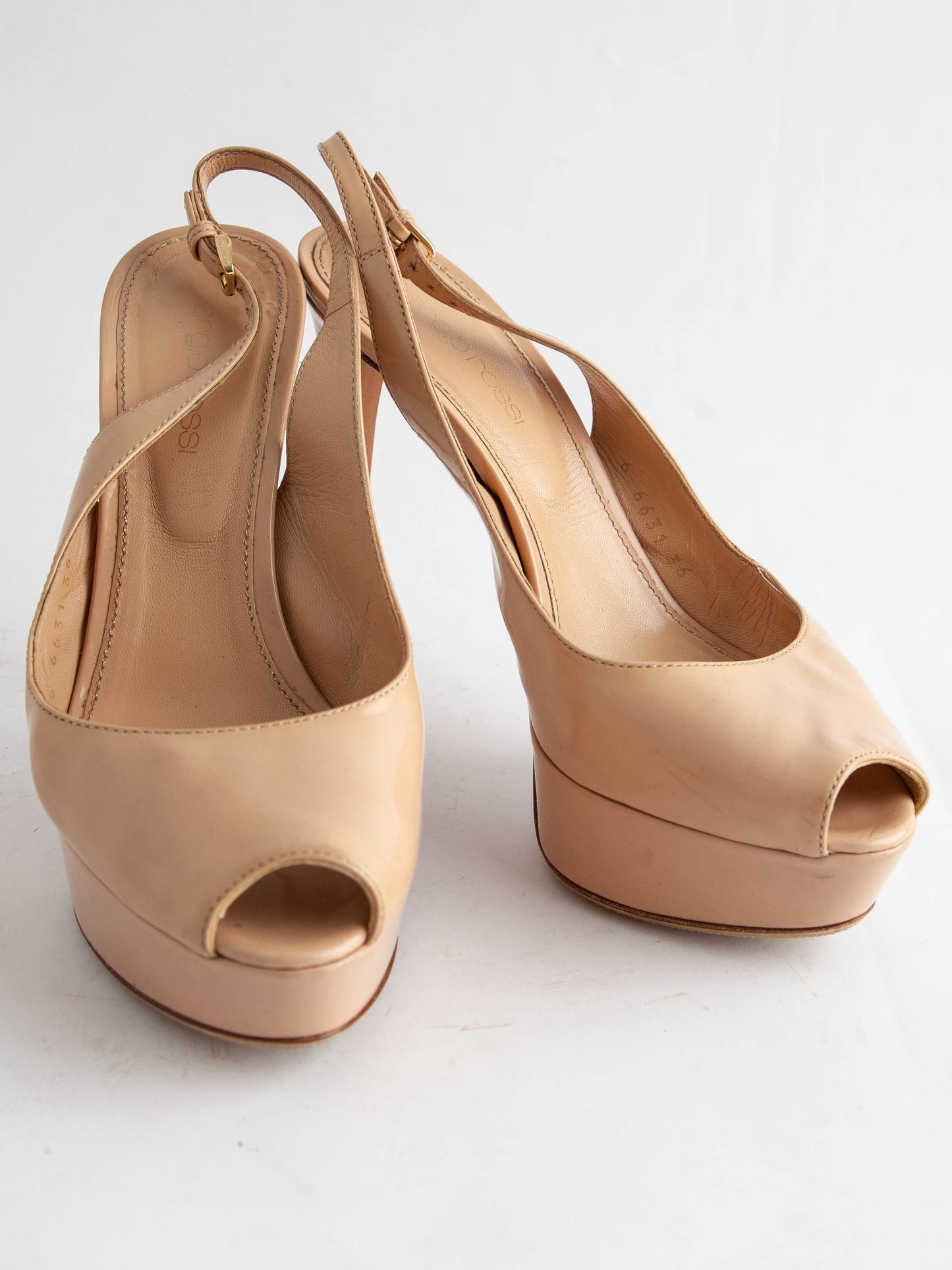 average sergio rossi white leather high-heeled platform shoes size 36