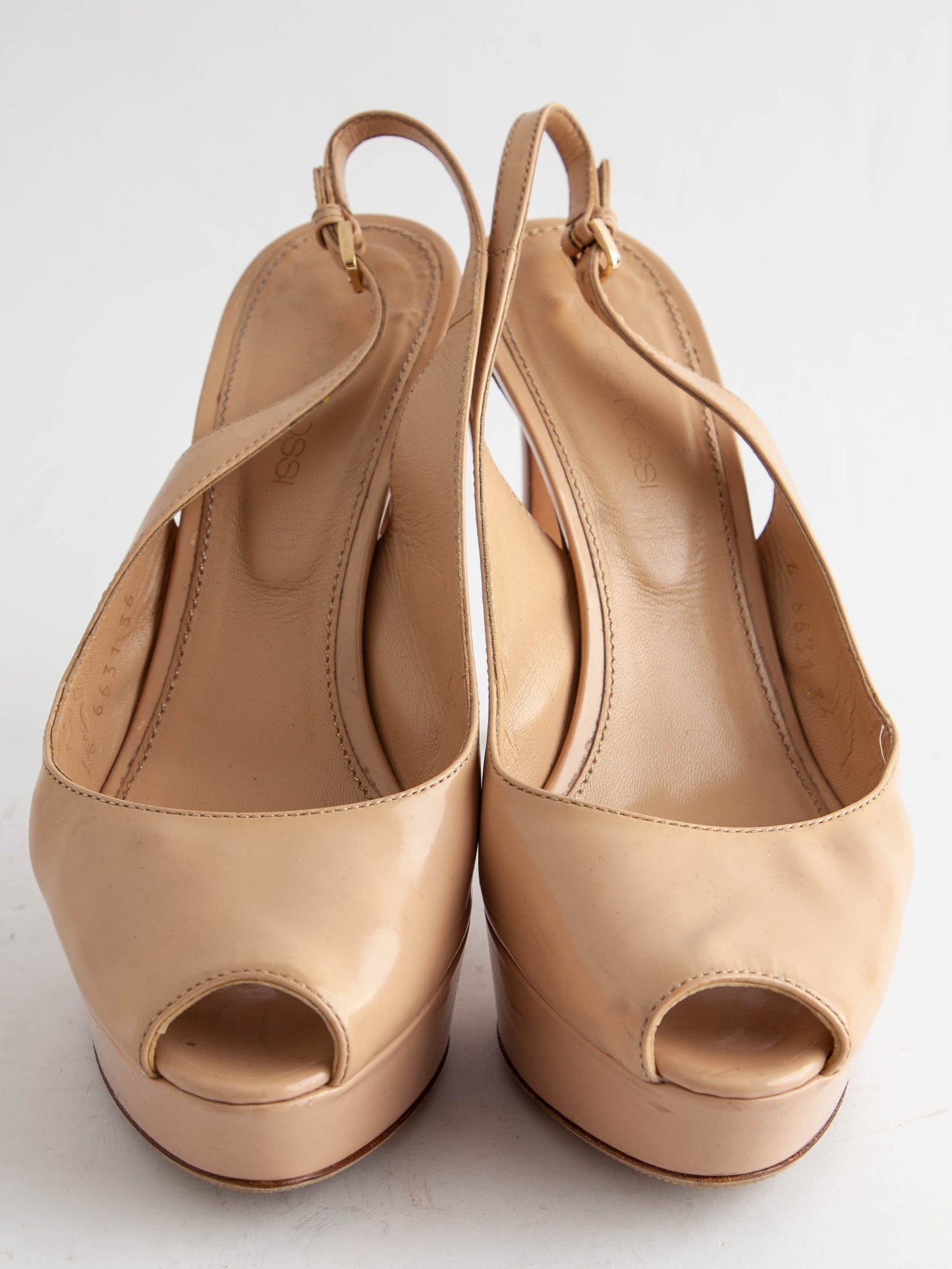 average sergio rossi white leather high-heeled platform shoes size 36