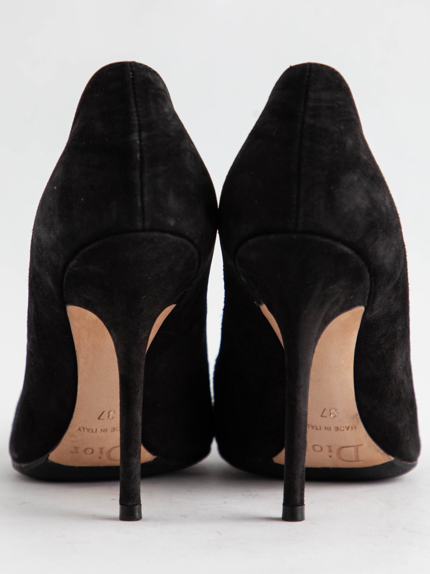 average condition dior black genuine suede high heels size 36